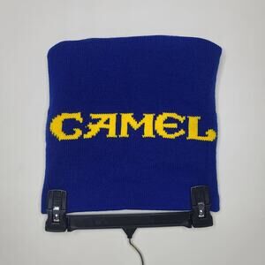Vintage Camel winter knit hat beanie blue yellow promomotional item